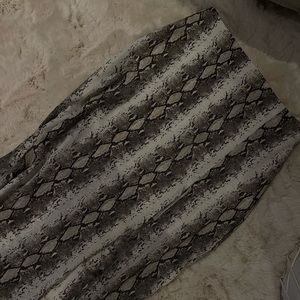 Snake Print Midi Skirt w Slit